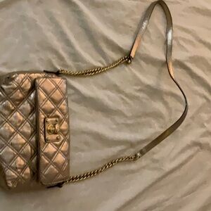 Marc Jacobs Gold Quilted Crossbody Bag with Chain Strap
